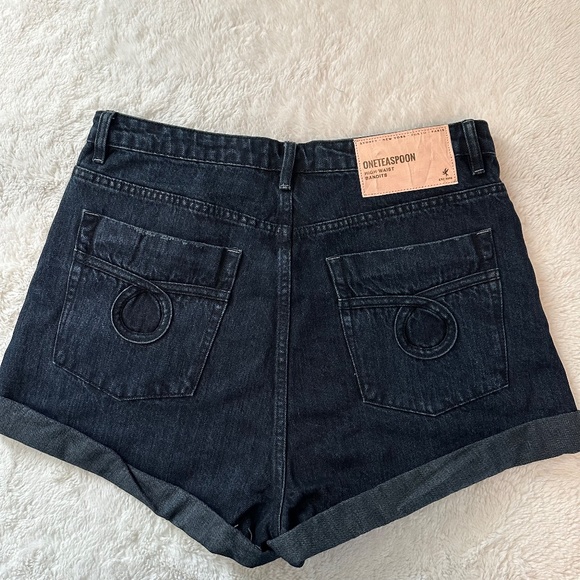 ONE TEASPOON FOX BLACK LE LOOP BANDITS HIGH WAIST DENIM SHORTS - Picture 7 of 7